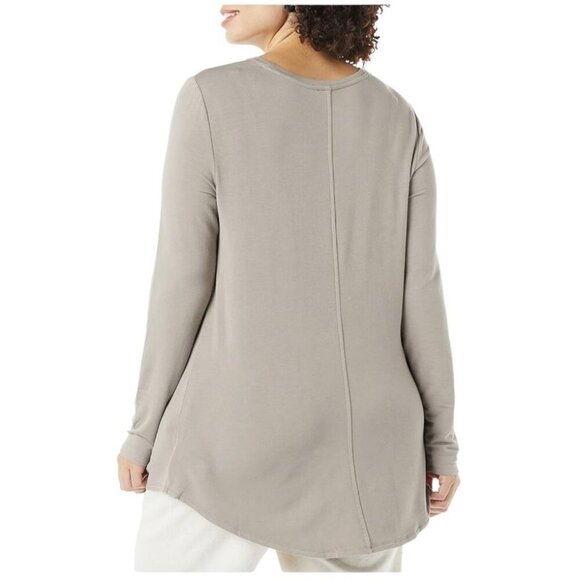 Daily Ritual Sage Super Soft Terry Long Sleeve Shirt With Shirttail Hem SIZE-XL - Picture 5 of 7